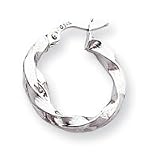 14k White Gold 3mm Twisted Hoop Earrings