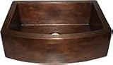 307CK Curved Front Single Bowl SOLID COPPER Apron Front Farm House Sink- Hand Hammered Finish