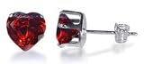 Sterling Silver Garnet Cubic Zirconia 5 MM Heart Stud Earrings