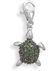 Rhodium Plated CZ Turtle Charm