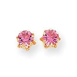 14k 5mm Synthetic Pink Tourmaline (Oct) Earrings