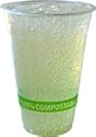 1 of Compostable Corn Clear Plastic Cups, Cold, 12 oz, Clear/Green Stripe, 1000/CT