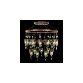 Fine Art Lamps 717540-7 Scheherazade 24 Light Large Foyer Chandelier in Aged Dark Bronze with Green-Blue-Red glass