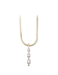 1/2 CT TW 14K Yellow Gold Diamond Three Stone Pendant W/Chain