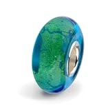 Sterling Silver Core Murano Glass Slide-on and Slide-off Glass Bead , 14 X 8mm. 5mm Hole so Fits Most Bracelets, Compatible with Pandora, Trollbeads Chamilia,silverado,biagi and Many More...