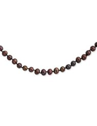 Sterling Silver 5-6mm Chocolate Freshwater Cultured Pearl Necklace