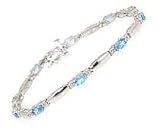 Diamond and Blue Topaz White Gold Bracelet