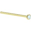 Solid 14KT Yellow Gold 2mm Synthetic Opal Straight Fishtail 3/4 - 20 Gauge