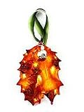 REAL LEAF Dbl Holly Leaf Silver Berries Ornament