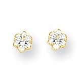 14k 4mm Synthetic White Topaz (Apr) Screwback Earrings