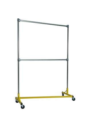 Heavy Duty Garment Z-Rack : Double Rail - 5' Base x 7' Uprights Yellow