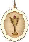 Chalice in Oval Shadow Box, 14K Gold Charm