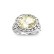.925 Silver & Lemon Quartz Oval Ring, Sizes 6-8