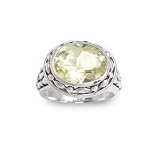.925 Silver and Lemon Quartz Oval Ring, Sizes 6-8