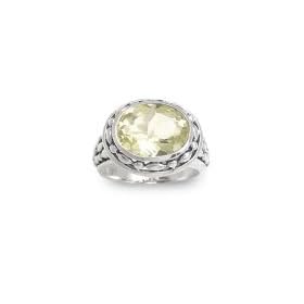 .925 Silver and Lemon Quartz Oval Ring, Size 8 by