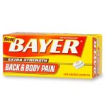 Bayer Aspirin Pain Reliever/ Fever Reducer, Extra Strength Back & Body Pain, 100-Count Caplets (Pack of 2)