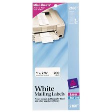 Avery Mini-Sheets Laser Ink Jet Labels, 1.33 x 4 Inches, White, 150 per Pack (2162) by Avery
