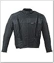 Men's Vented Textile/Leather Motorcycle Jacket with Z/O liner and Side Spandex MJ456