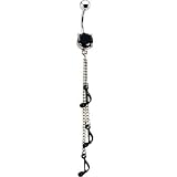 Black Gem Chain Drop Music Note Belly Ring
