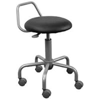 Lab Stool - Metal Stool with Black Padded Vinyl Seat with Back - WL-ST-08-GG