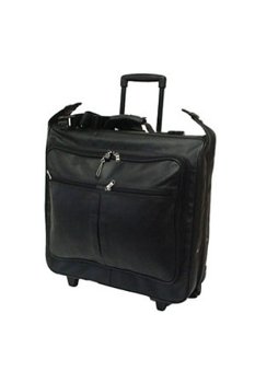 Black Wheeled leather Garment Bag