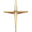14K Yellow Gold Diamond Cross Pendant