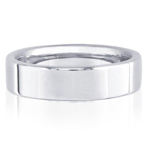 Wedding Bands: 7mm 14k White Gold Flat Comfort Fit Men\'s Wedding Band