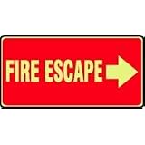 EMERGENCY AND FIRE E FIRE ESCAPE (ARROW RIGHT) 7 x 14 Lumi-Glow Flex Sign