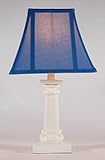 IMAGE OF White Column Table Lamp with Blue Fabric Shade