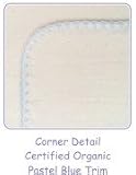 SwaddleDesigns Organic Ultimate Receiving Blanket- Natural with Pastel Blue Trim