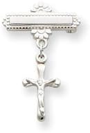 Sterling Silver Dangling Small Crucifix Pin