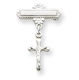 Sterling Silver Dangling Small Crucifix Pin