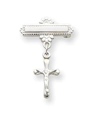Sterling Silver Dangling Small Crucifix Pin
