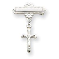 Sterling Silver Dangling Small Crucifix Pin