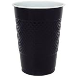 16 Oz. Disposable Classic Flexible Party Black Plastic Cups (Pack of 50)