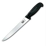 R H Forschner 8-inch Carving Knife, Stiff Blade, Black Fibrox Handle