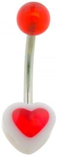 Wehi Lani Small Heart Belly Button Ring (WL106) (Wehi Lani Small Red Heart Belly Button Ring (WL106R))