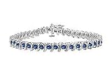 Sapphire S Tennis Bracelet : 925 Sterling Silver - 3.00 CT TGW