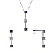 Sapphire & Diamond 3 Stone Earring Pendant Set in Solid White Gold