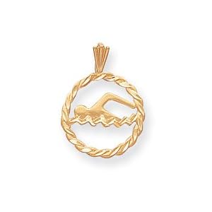 14k Swimming Charm - Measures 23.9x17.2mm by JewelryWeb
