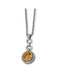 Antique Sterling Silver & Gold Plated Citrine Necklace