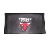 Chicago Bulls Black Leather Embroidered Checkbook Cover