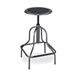 Diesel Backless Industrial Stool, High Base, Black Leather Seat