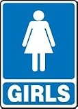 RESTROOM SIGNS GIRLS (W/GRAPHIC) 14 x 10 Adhesive Vinyl Sign