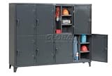 Heavy Duty Personnel Locker Double Tier 98x24x78 8 Doors Assembled Gray