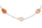 Cultured Pearl and Red Aventurine Bead Necklace 49