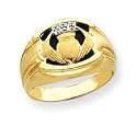 10k Mens Diamond and Black Onyx Claddagh Ring - Size 10
