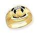 10k Mens Diamond and Black Onyx Claddagh Ring - Size 10