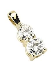 14K White Gold 1/4 Ct Tw Moissanite Two Stone Pendant