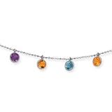 14k White Gold Multi-color Gemstone Necklace